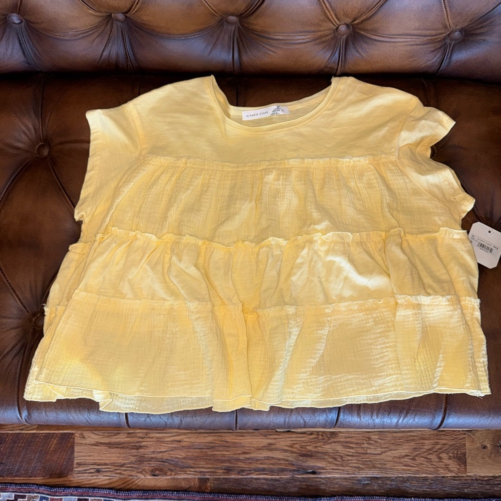 Altar'd State Girls' Yellow Tiered Ruffle Blouse - Picture 3 of 6